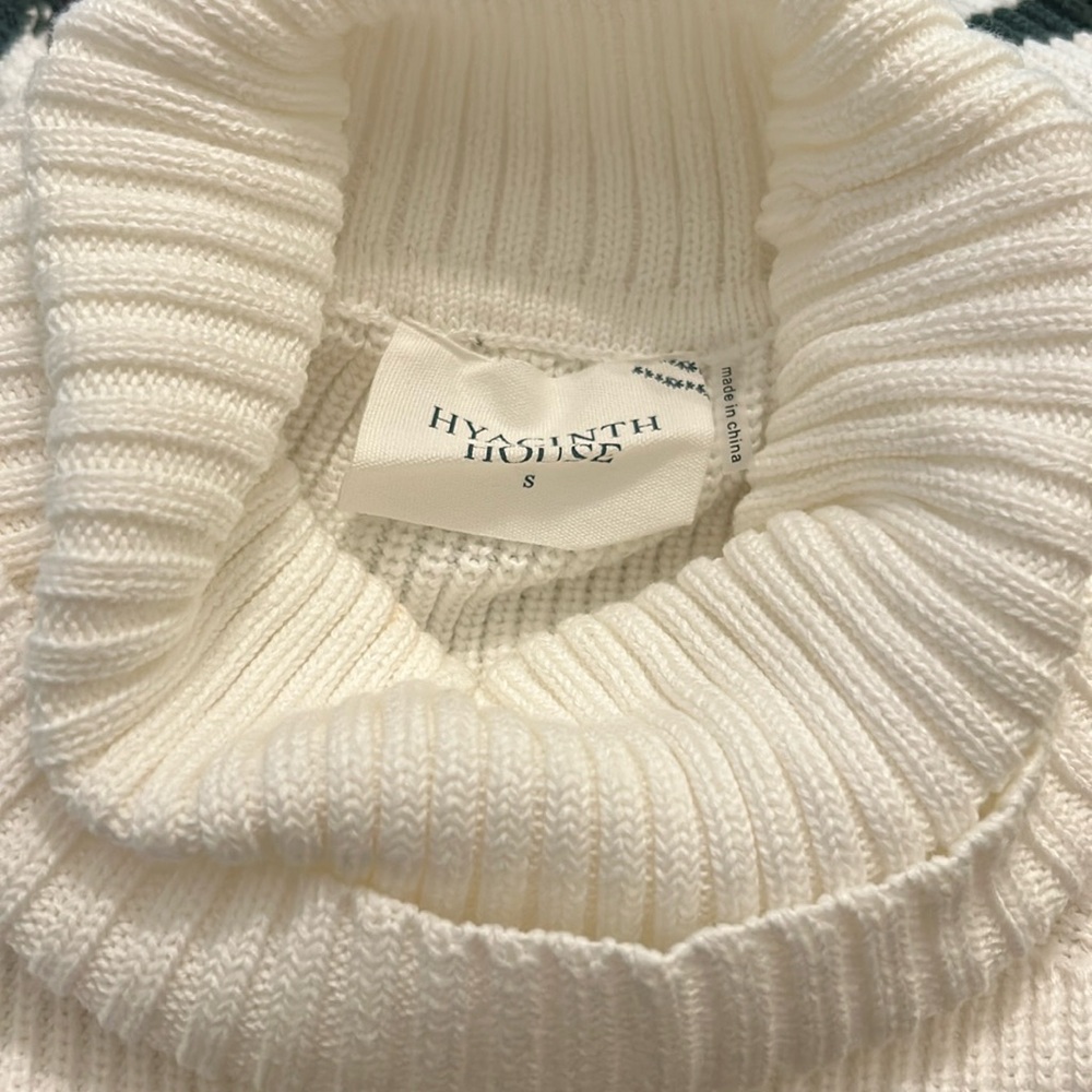 HYACINTH HOUSE
White & Forest Green Striped Emsley Turtleneck - Picture 9 of 12